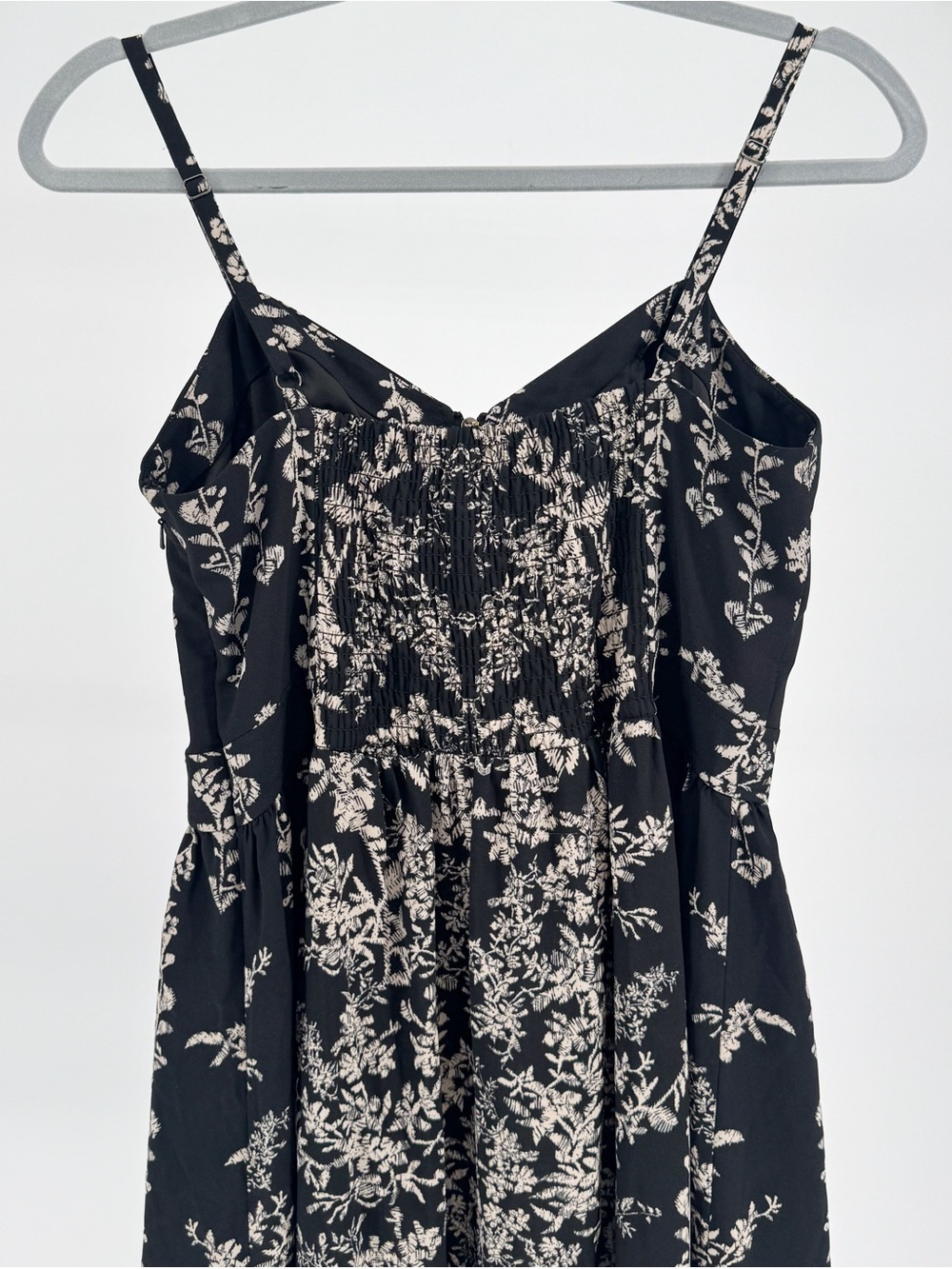 Bebe | Black Midi Dress with Gold Floral Detail - Picture 7 of 8